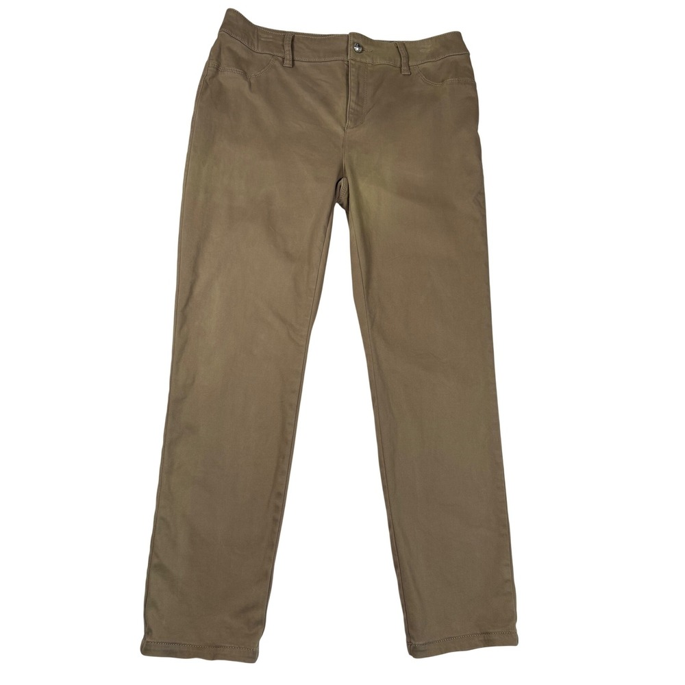 Chico's Ankle Pants Womens 0 US 4 Tan Khaki Slim Leg‎ Stretch Cotton Trousers